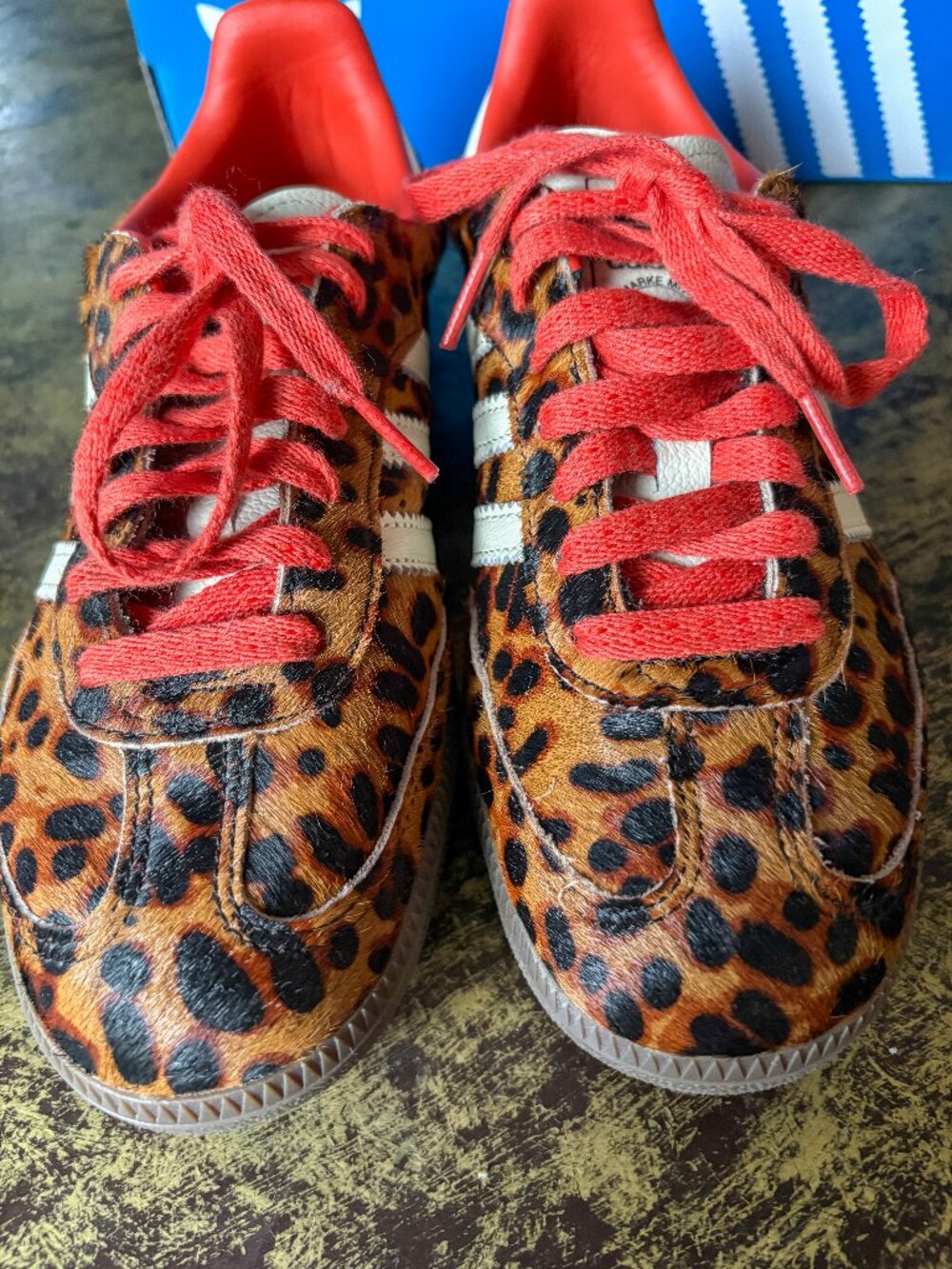 Adidas Samba "OG Preloved Red" Leopard Orange & Cream (fits like a 7.5) - Picture 6 of 9